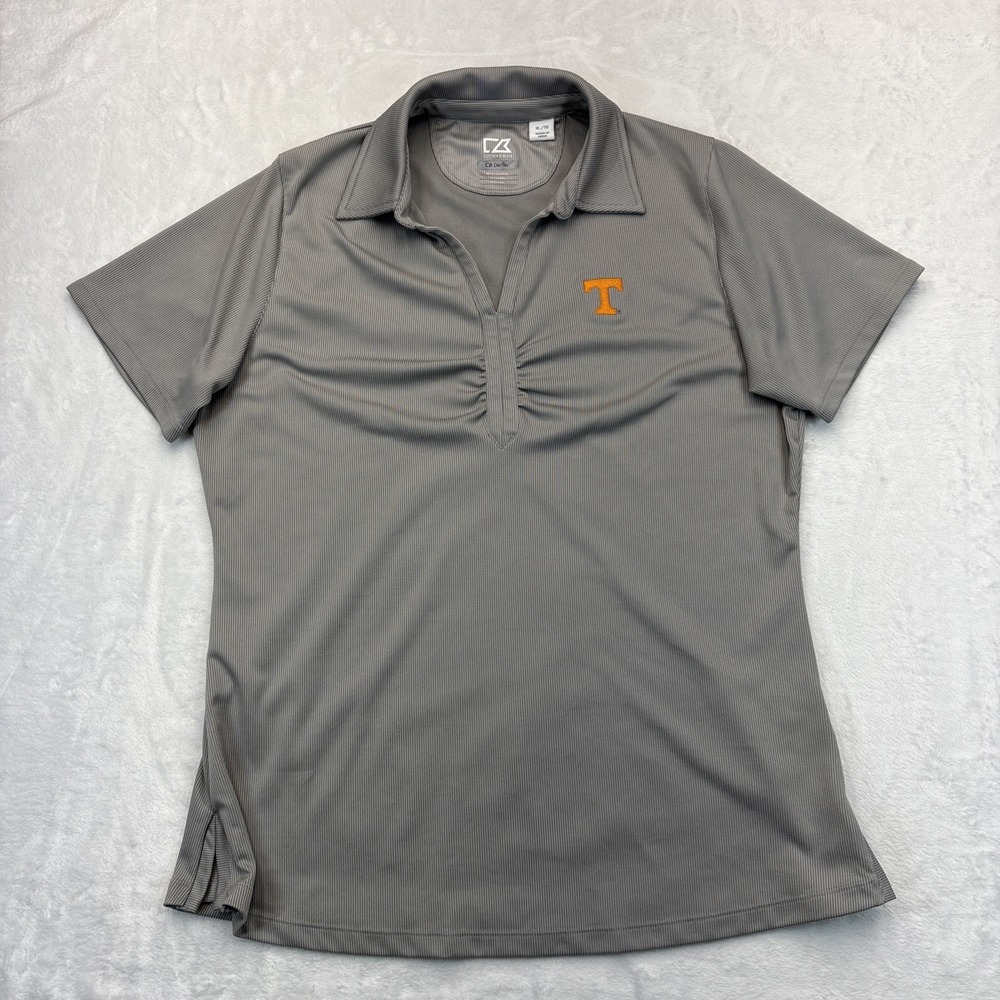 Tennessee Volunteers Cutter & Buck CB DryTec  Golf Polo Womens XL Gray
